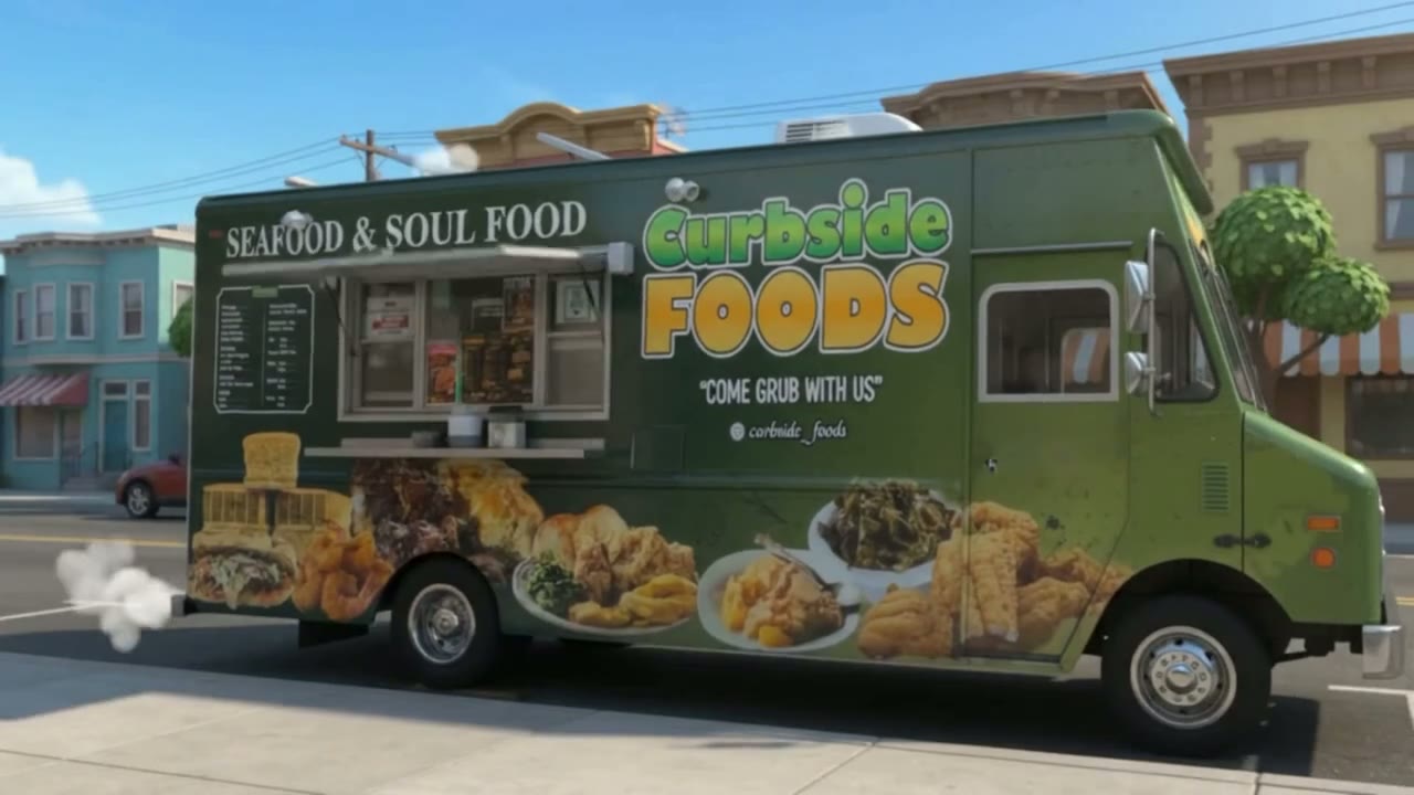 The Curbside Foods truck surrounded by neighbors